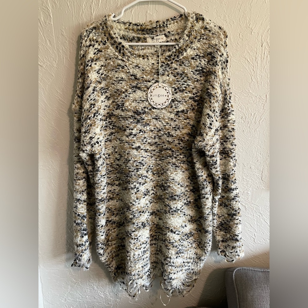Frayed tunic sweater